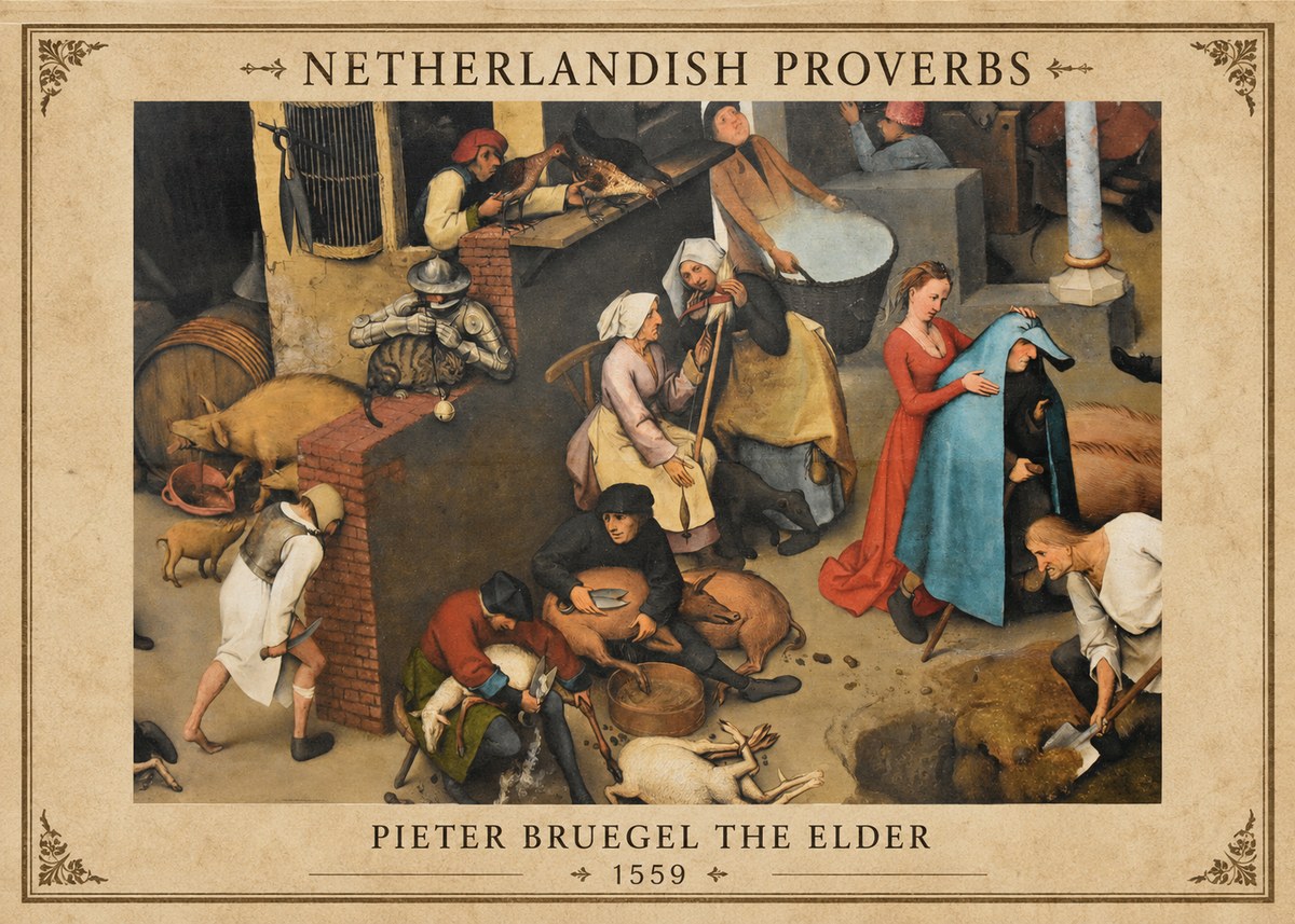 Pieter Bruegel Netherlandish Proverbs VIII No1 - Juliste