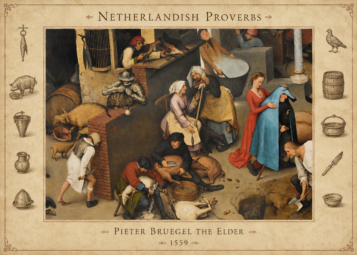 Pieter Bruegel Netherlandish Proverbs VIII No4 - Juliste
