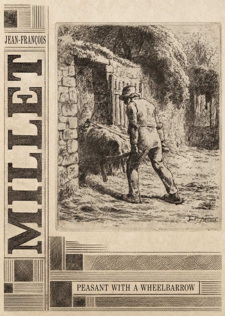 Jean-François Millet Peasant with a Wheelbarrow No5 - Juliste