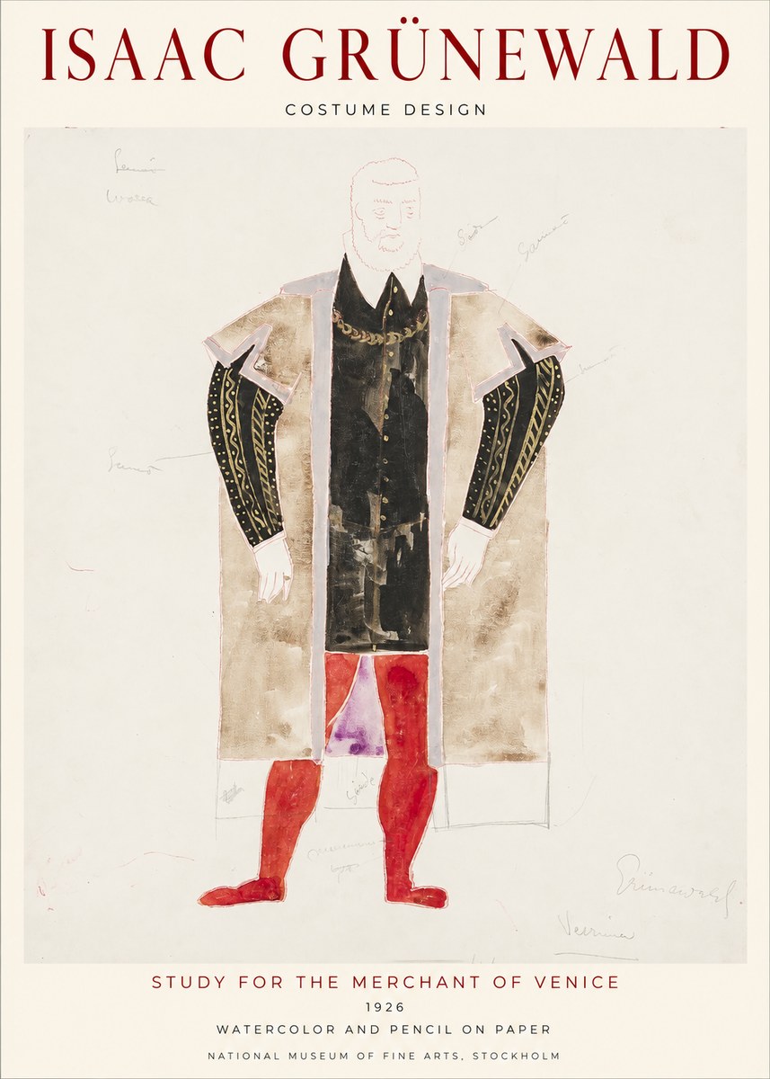 Isaac Grünewald Study for the Merchant of Venice No1 - Juliste