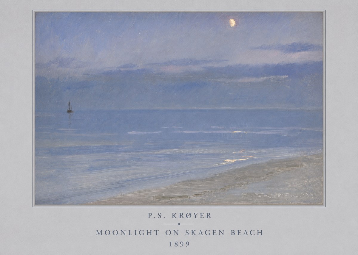 P.S. Krøyer Moonlight on Skagen Beach No4 - Juliste