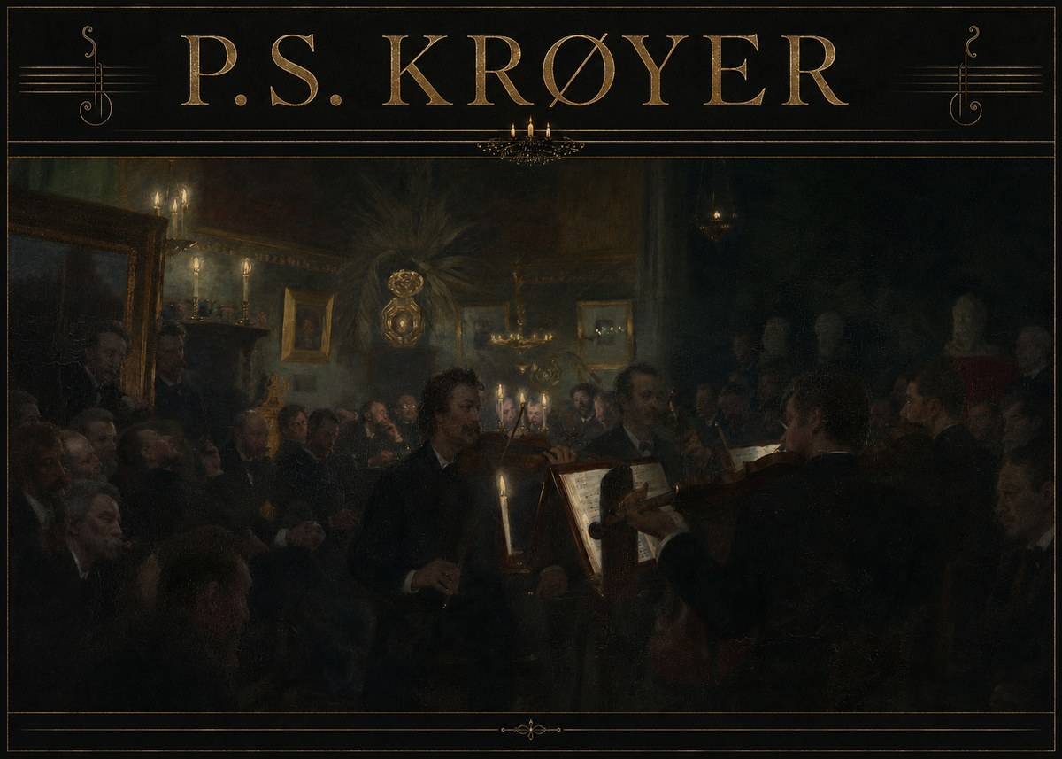 P.S. Krøyer An Evening at Høeberg's Home No3 - Juliste