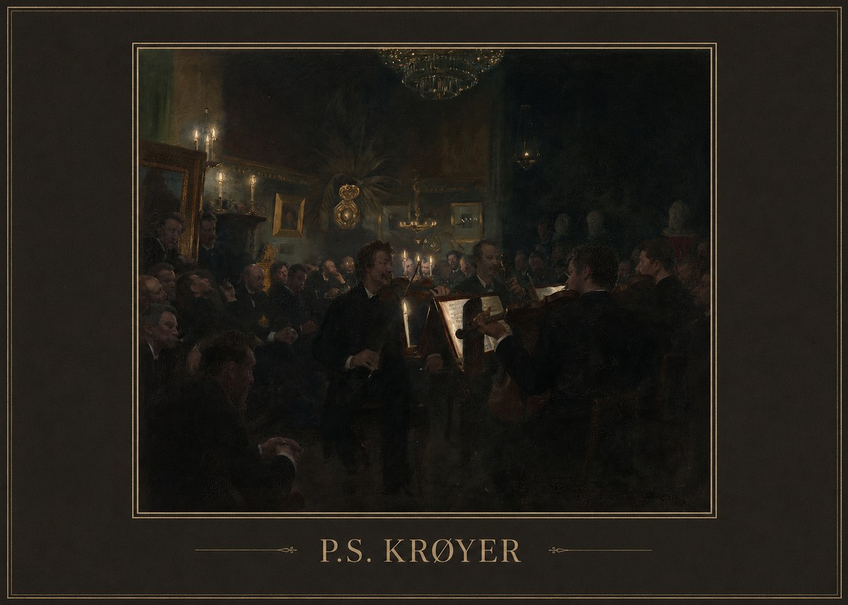 P.S. Krøyer An Evening at Høeberg's Home No4 - Juliste