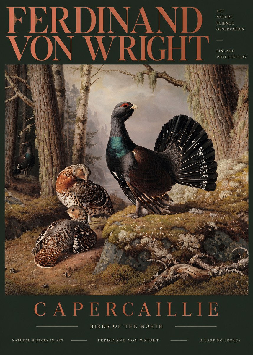 Ferdinand von Wright Wood Grouse in a Forest Landscape No6 - Juliste