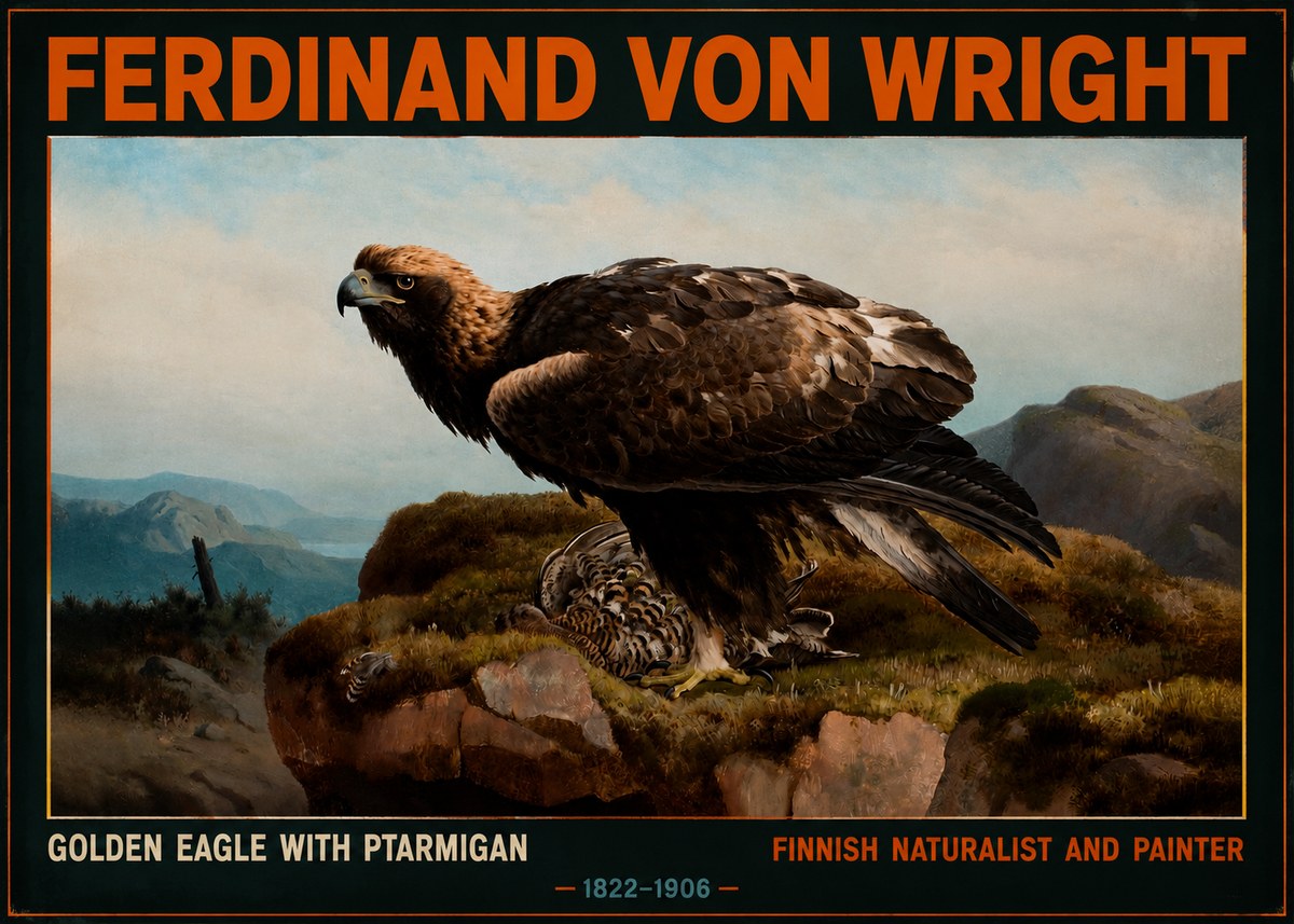 Ferdinand von Wright Golden Eagle with Ptarmigan No2 - Juliste