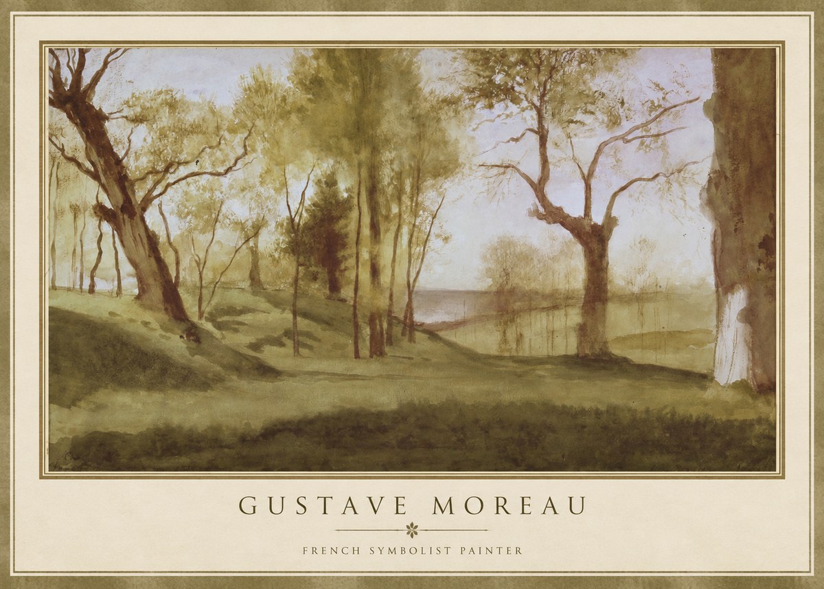Gustave Moreau Wooded River Landscape No1 - Juliste