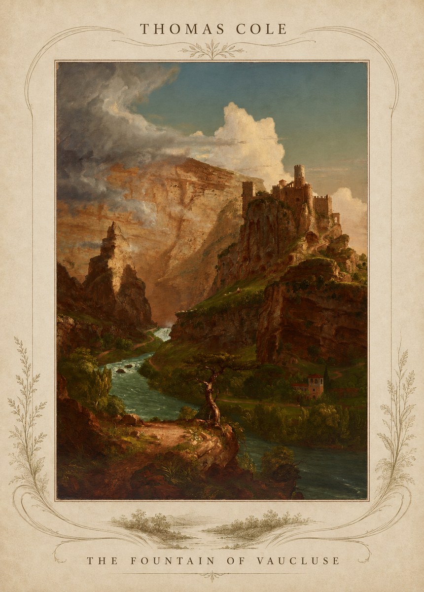 Thomas Cole The Fountain of Vaucluse II No3 - Juliste