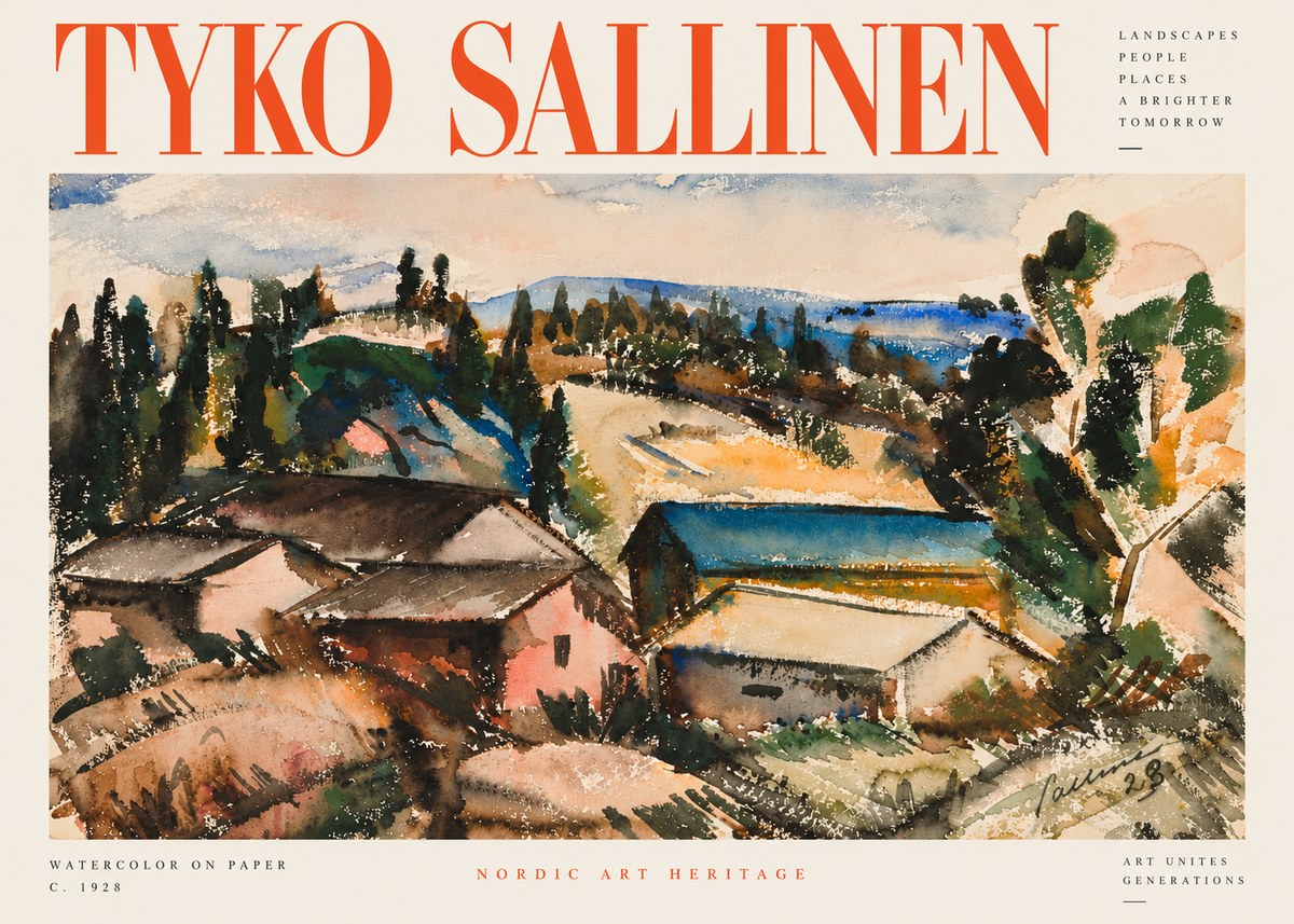 Tyko Sallinen Hillside Houses No3 - Juliste