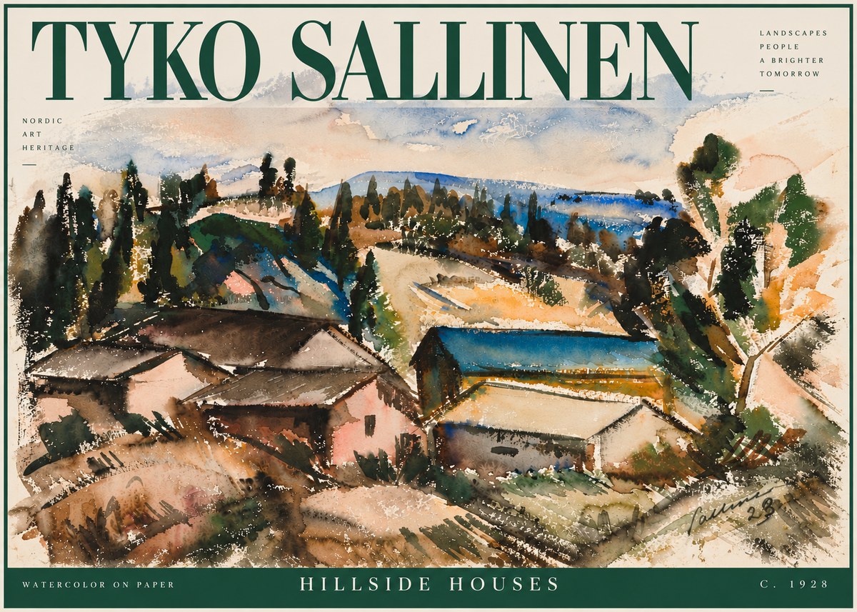 Tyko Sallinen Hillside Houses No4 - Juliste