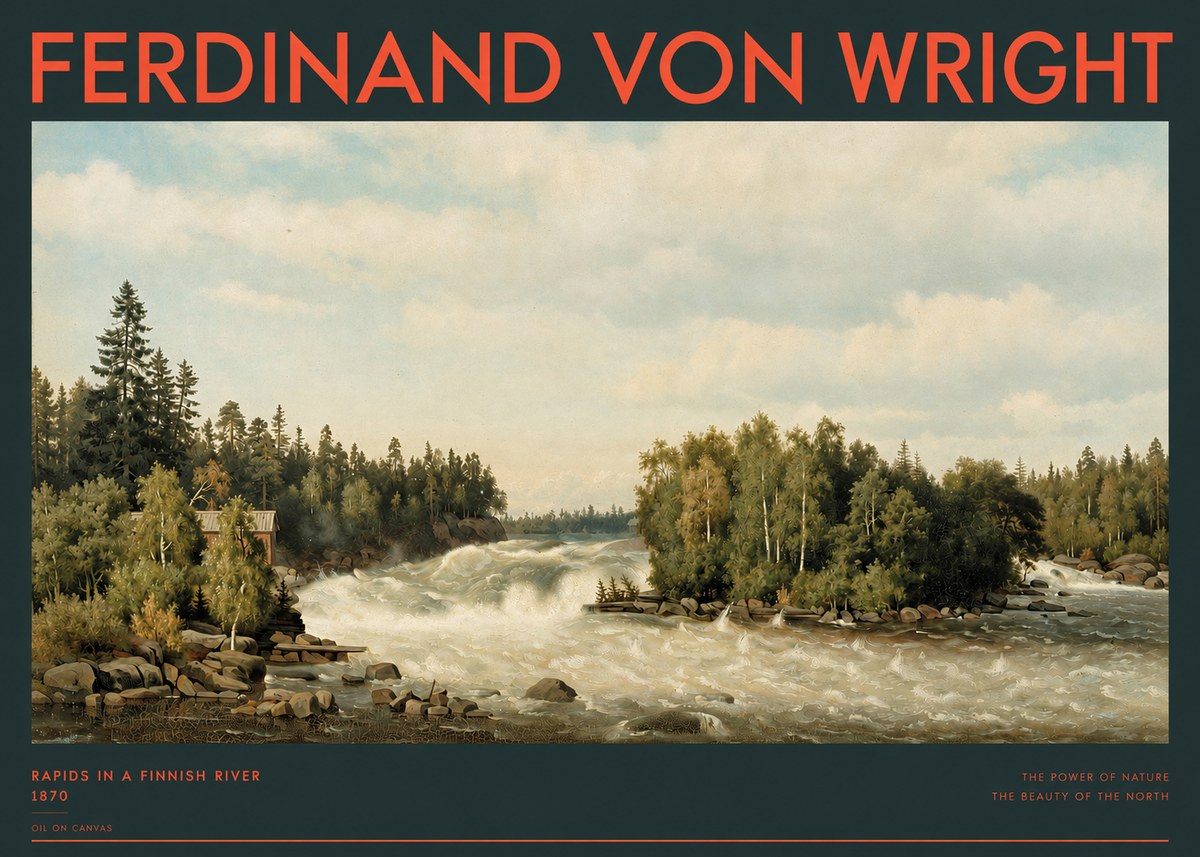 Ferdinand von Wright Rapids in a Finnish River No2 - Juliste