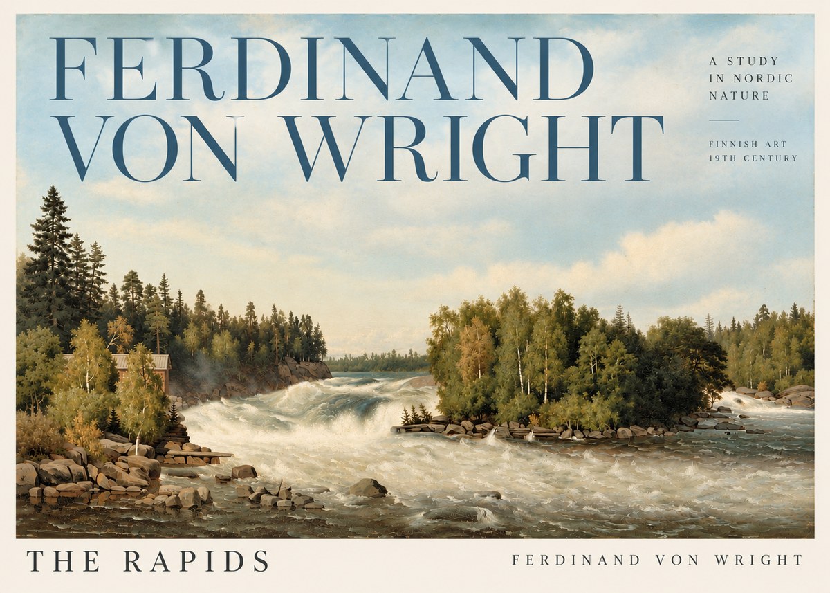 Ferdinand von Wright Rapids in a Finnish River No5 - Juliste