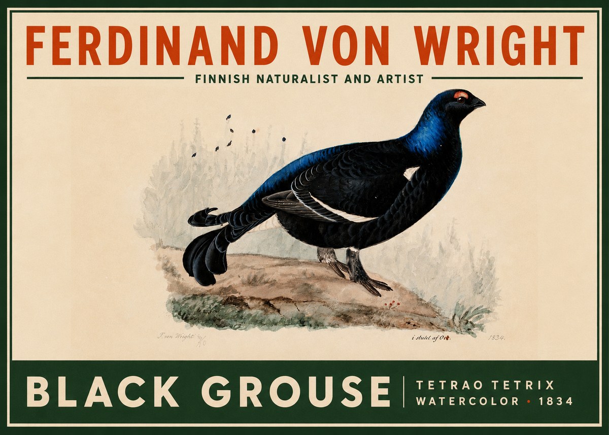 Ferdinand von Wright Black Grouse No2 - Juliste