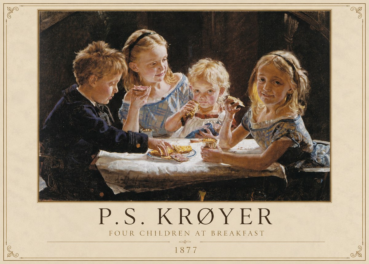 P.S. Krøyer Four Children at Breakfast No2 - Juliste
