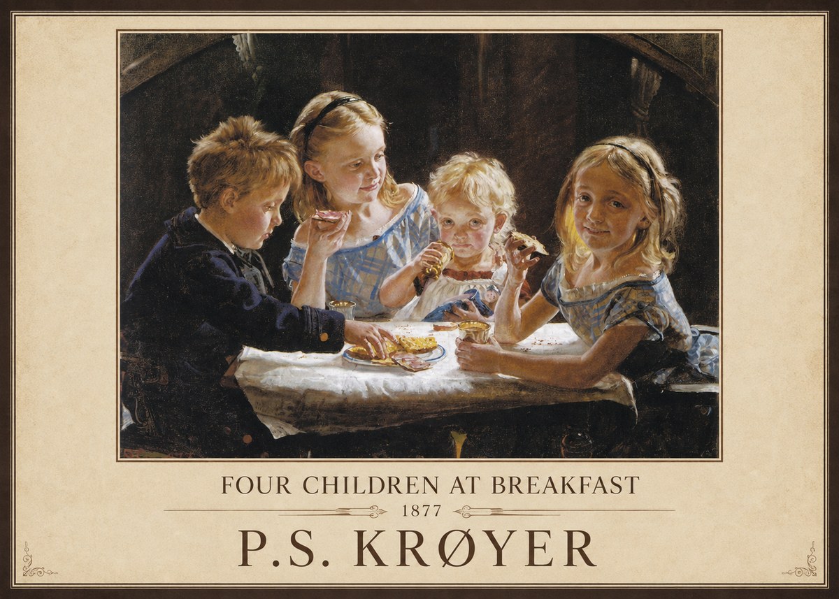 P.S. Krøyer Four Children at Breakfast No5 - Juliste