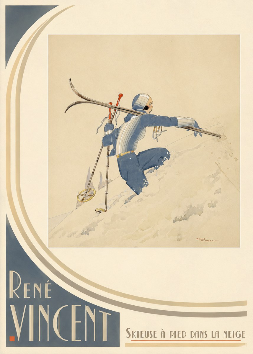 René Vincent Skieuse À Pied Dans La Neige No3 - Juliste
