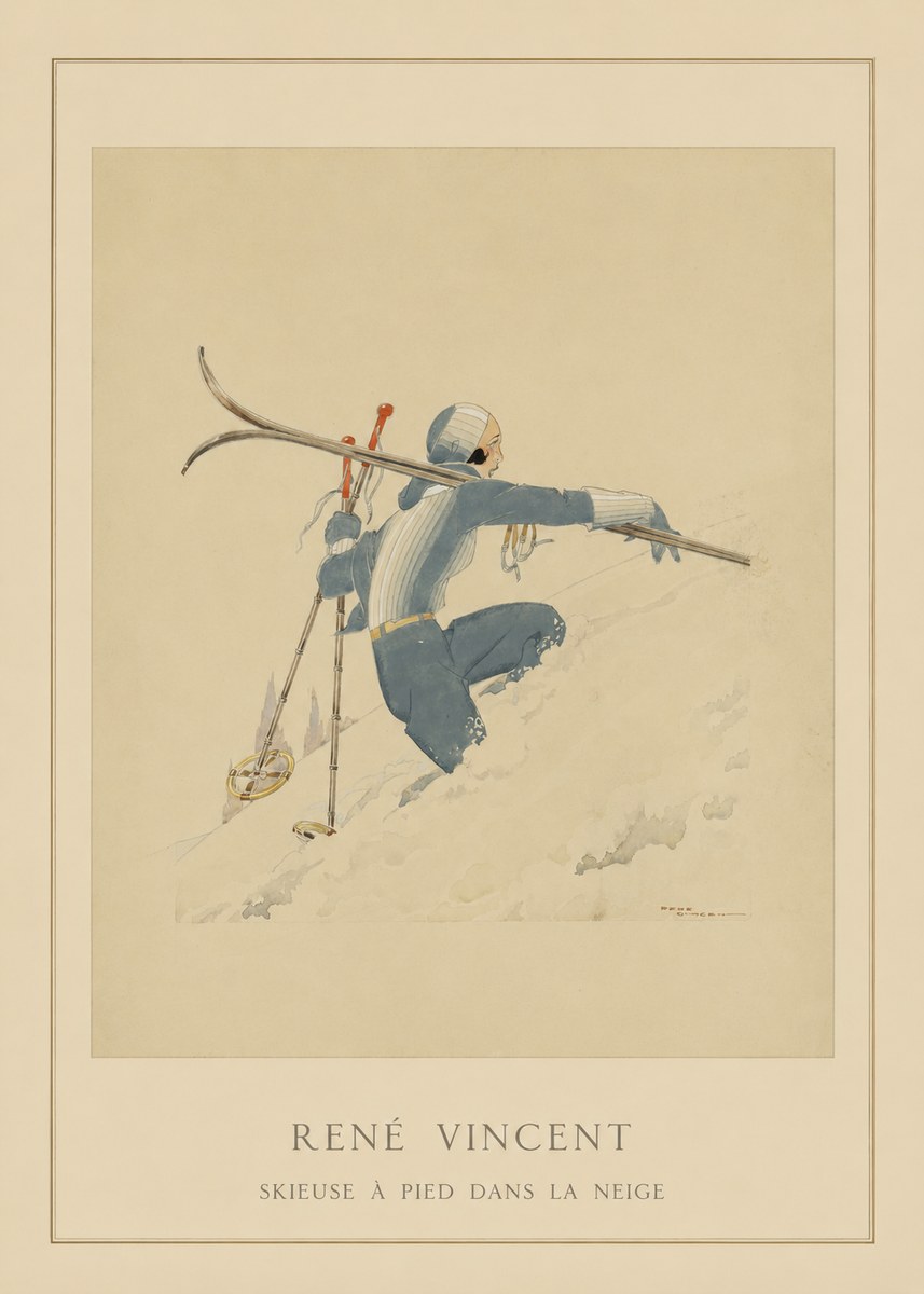 René Vincent Skieuse À Pied Dans La Neige No4 - Juliste