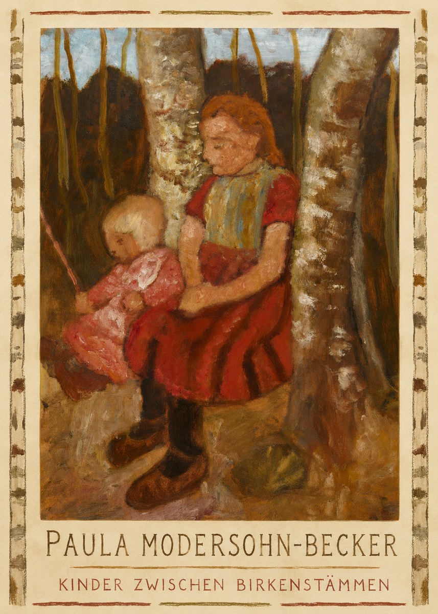 Paula Modersohn-Becker Kinder Zwischen Birkenstämmen No1 - Juliste