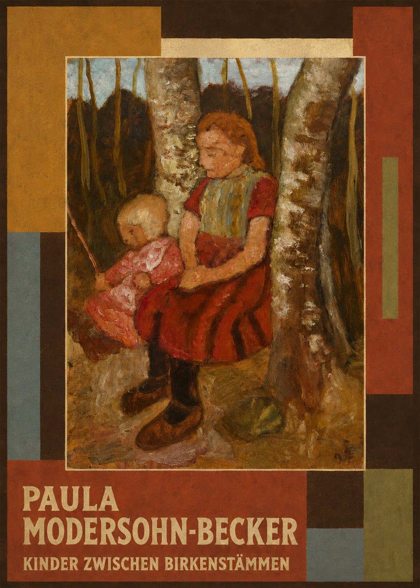 Paula Modersohn-Becker Kinder Zwischen Birkenstämmen No4 - Juliste