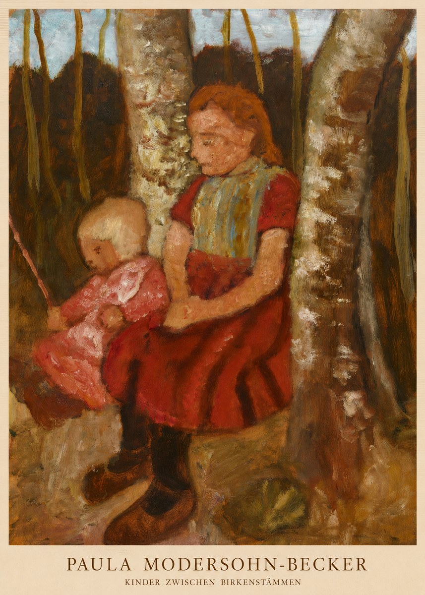 Paula Modersohn-Becker Kinder Zwischen Birkenstämmen No6 - Juliste