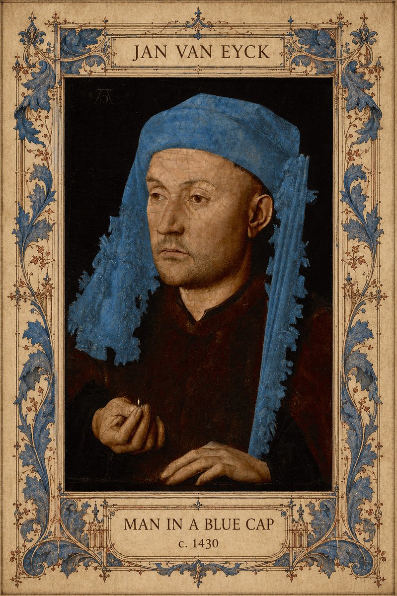 Jan van Eyck Man in a Blue Cap II No6 - Juliste