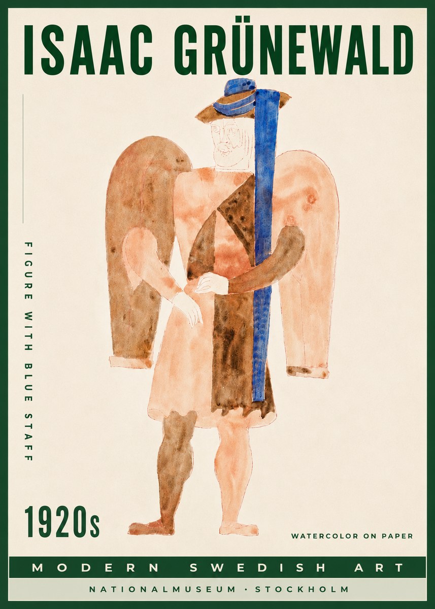 Isaac Grünewald Figure with Blue Staff No3 - Juliste