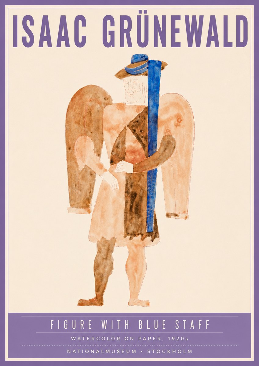 Isaac Grünewald Figure with Blue Staff No4 - Juliste