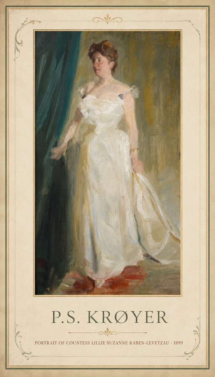 P.S. Krøyer Portrait of Countess Lillie Suzanne Raben-levetzau - 1899 No1 - Juliste