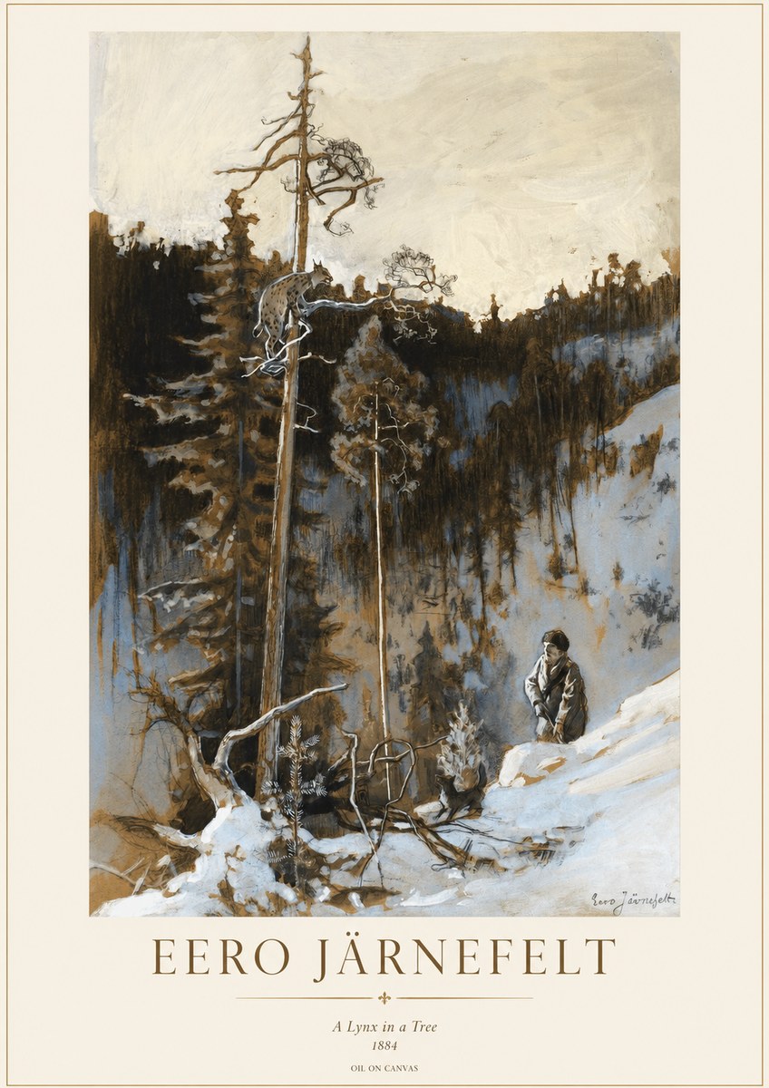 Eero Järnefelt A Lynx in a Tree No1 - Juliste