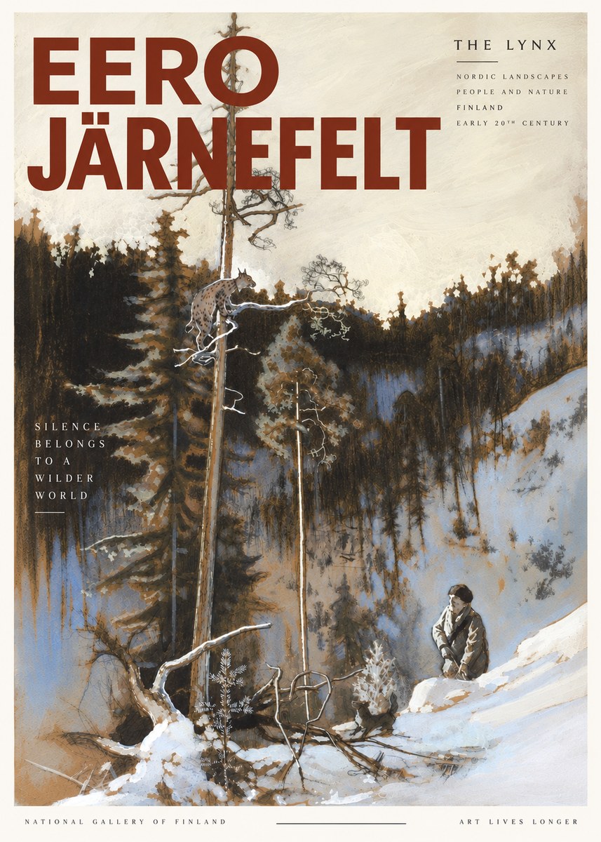 Eero Järnefelt A Lynx in a Tree No6 - Juliste