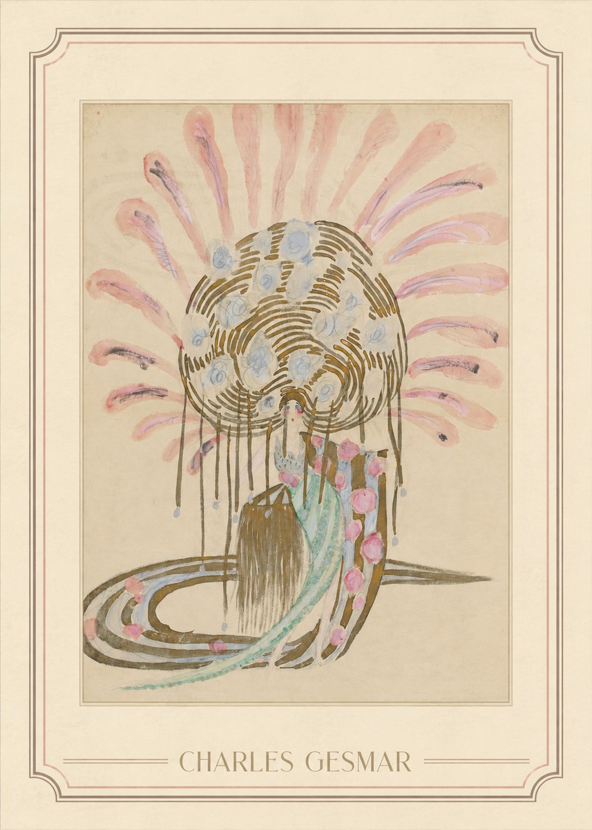 Charles Gesmar Woman with Headdress No1 - Juliste