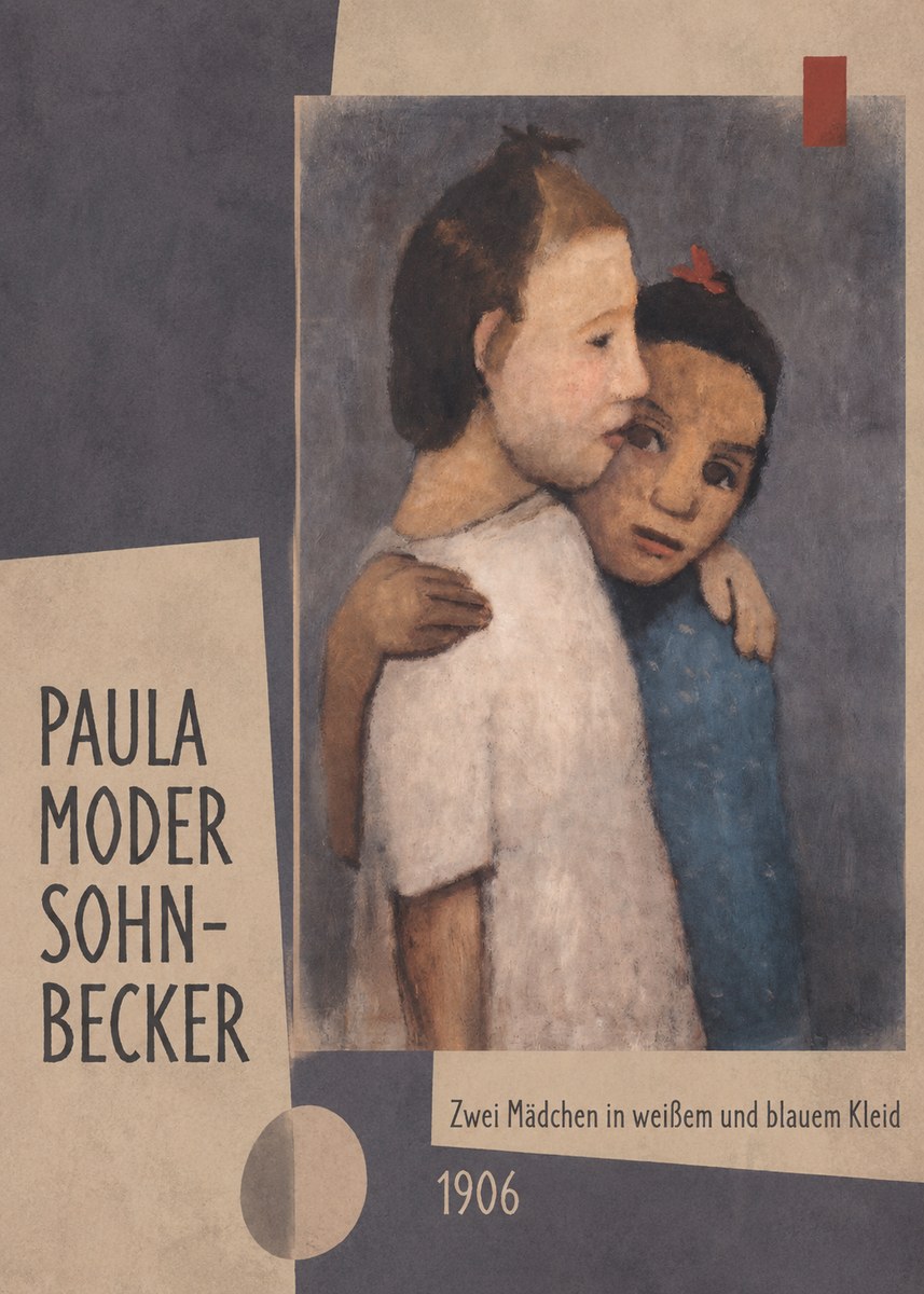 Paula Modersohn-Becker Zwei Mädchen in Weißem Und Blauem Kleid No2 - Juliste