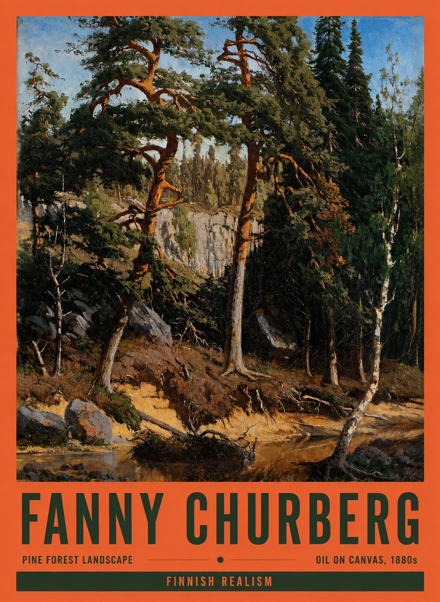 Fanny Churberg Pine Forest Landscape No2 - Juliste