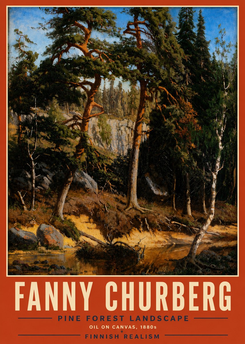 Fanny Churberg Pine Forest Landscape No5 - Juliste