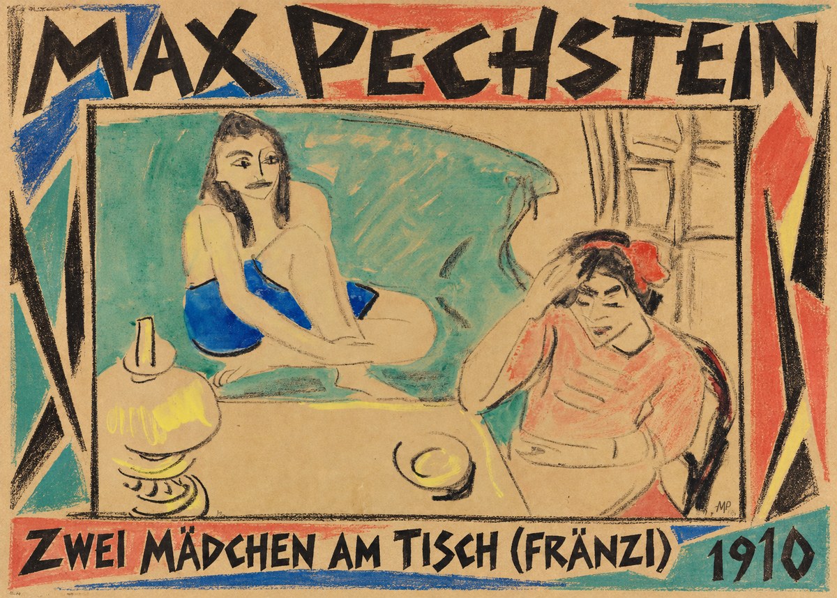 Max Pechstein Zwei Mädchen Am Tisch (Fränzi) No1 - Juliste