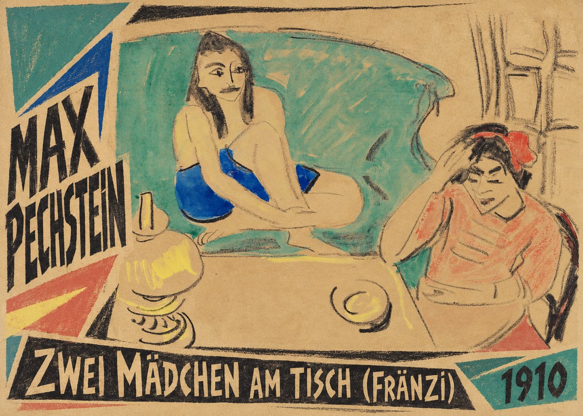 Max Pechstein Zwei Mädchen Am Tisch (Fränzi) No3 - Juliste