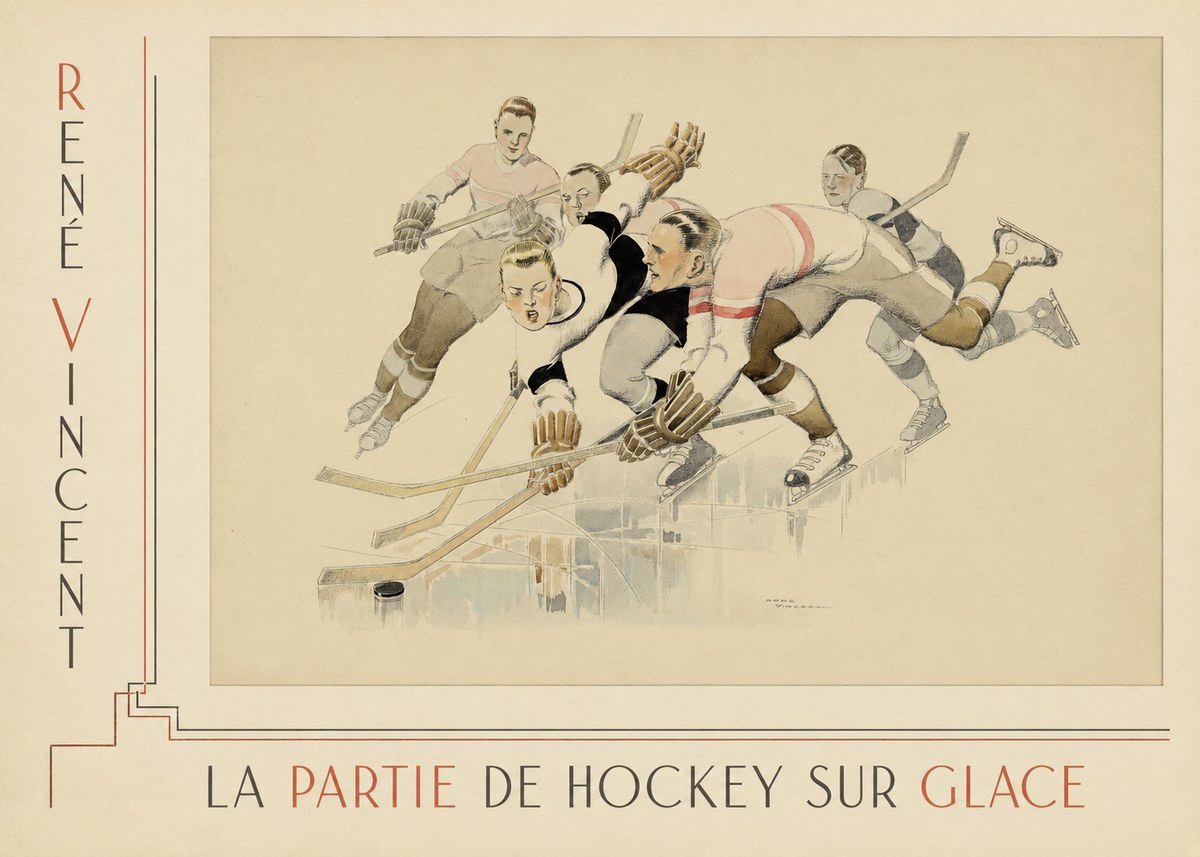 René Vincent La Partie De Hockey Sur Glace No3 - Juliste