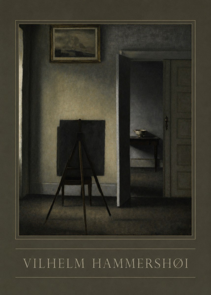 Vilhelm Hammershøi Interior with the Artist's Easel III No2 - Juliste
