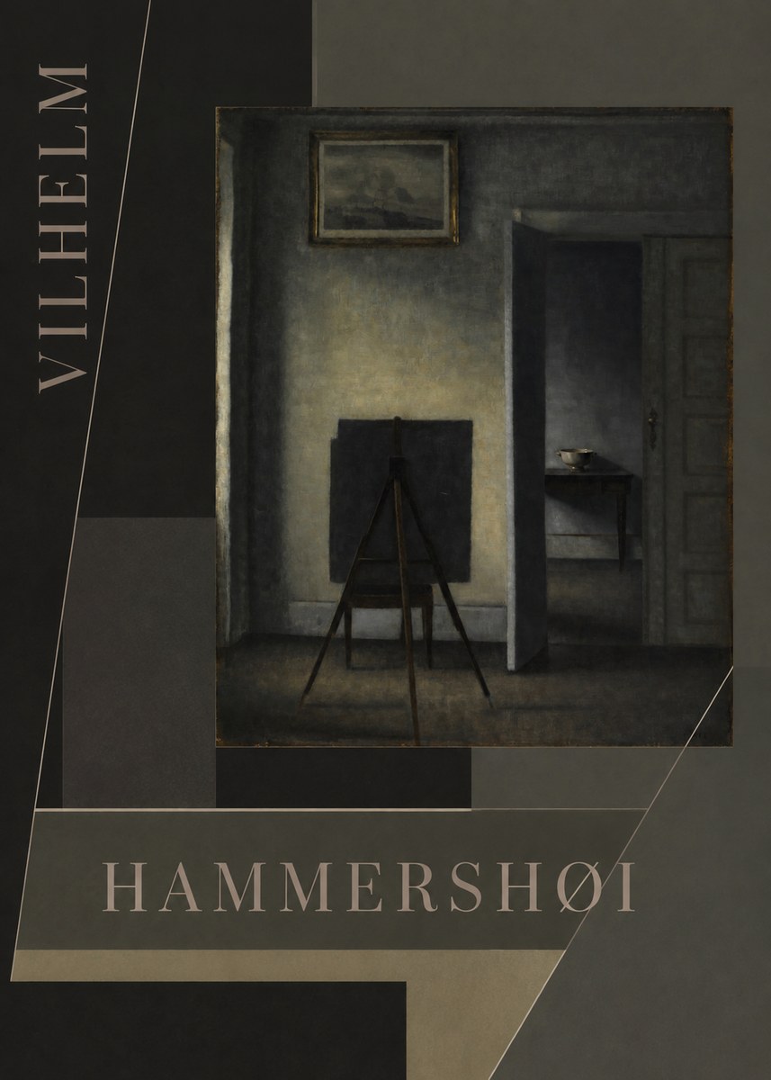 Vilhelm Hammershøi Interior with the Artist's Easel III No5 - Juliste