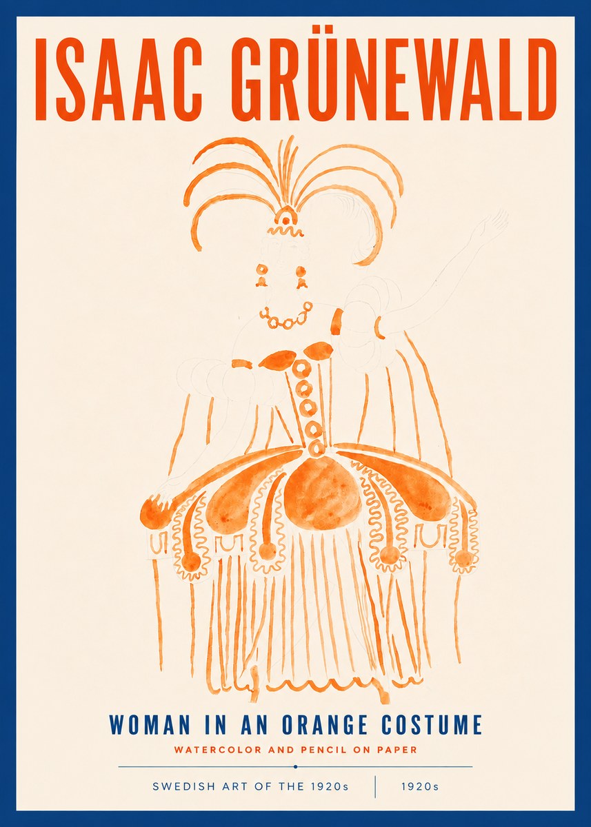 Isaac Grünewald Woman in an Orange Costume No4 - Juliste