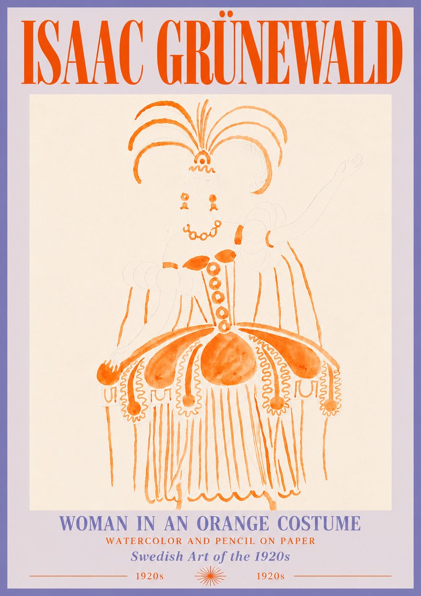 Isaac Grünewald Woman in an Orange Costume No5 - Juliste