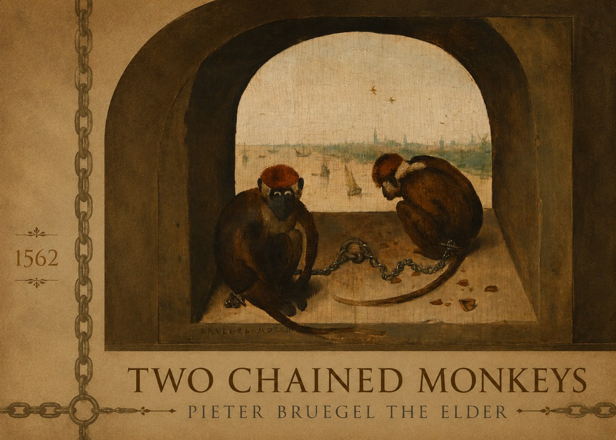 Pieter Bruegel Two Chained Monkeys I No2 - Juliste