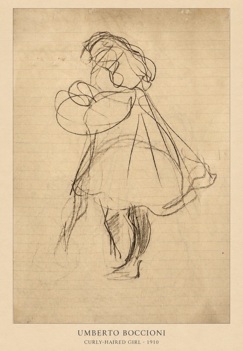 Umberto Boccioni Curly-haired Girl No4 - Juliste