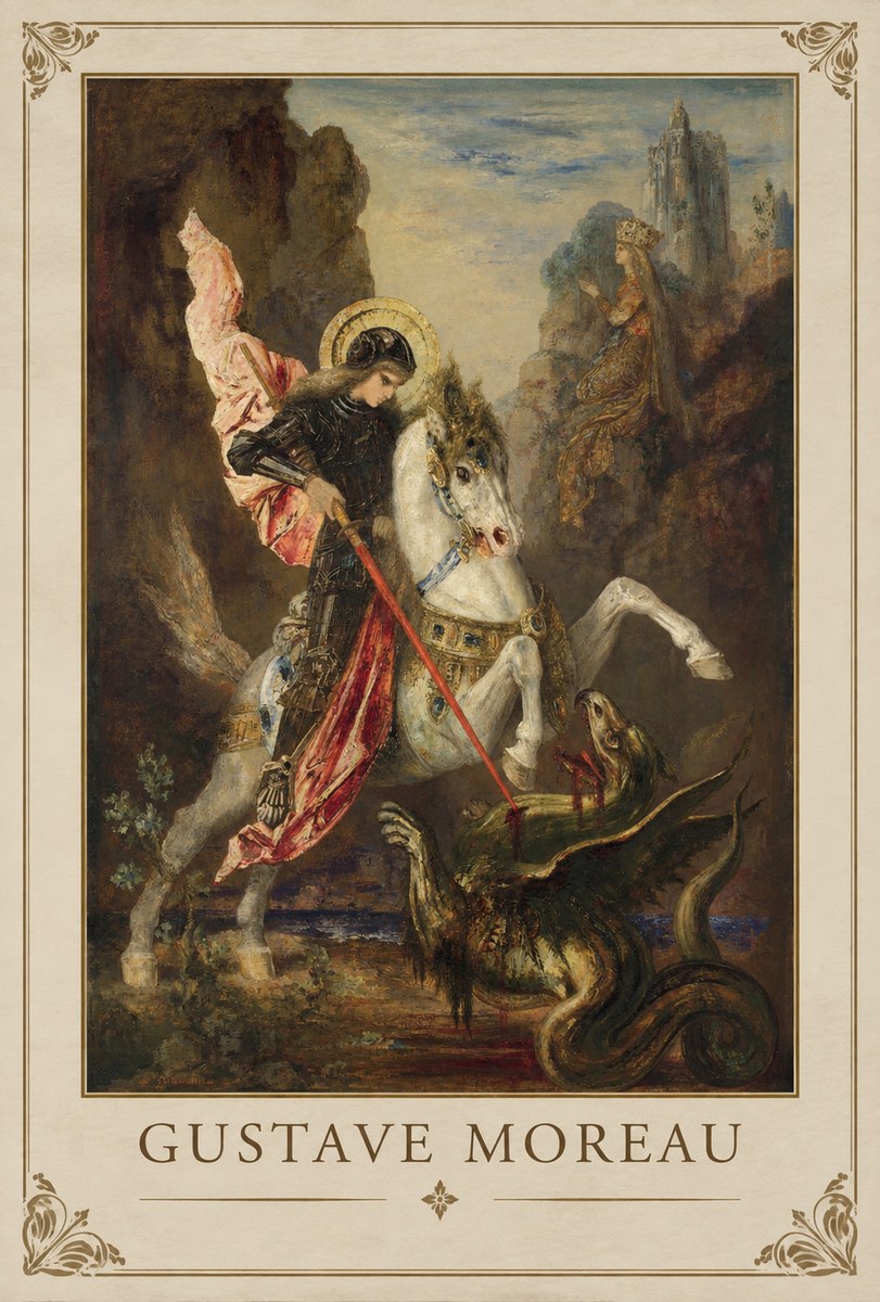Gustave Moreau Saint George and the Dragon No3 - Juliste