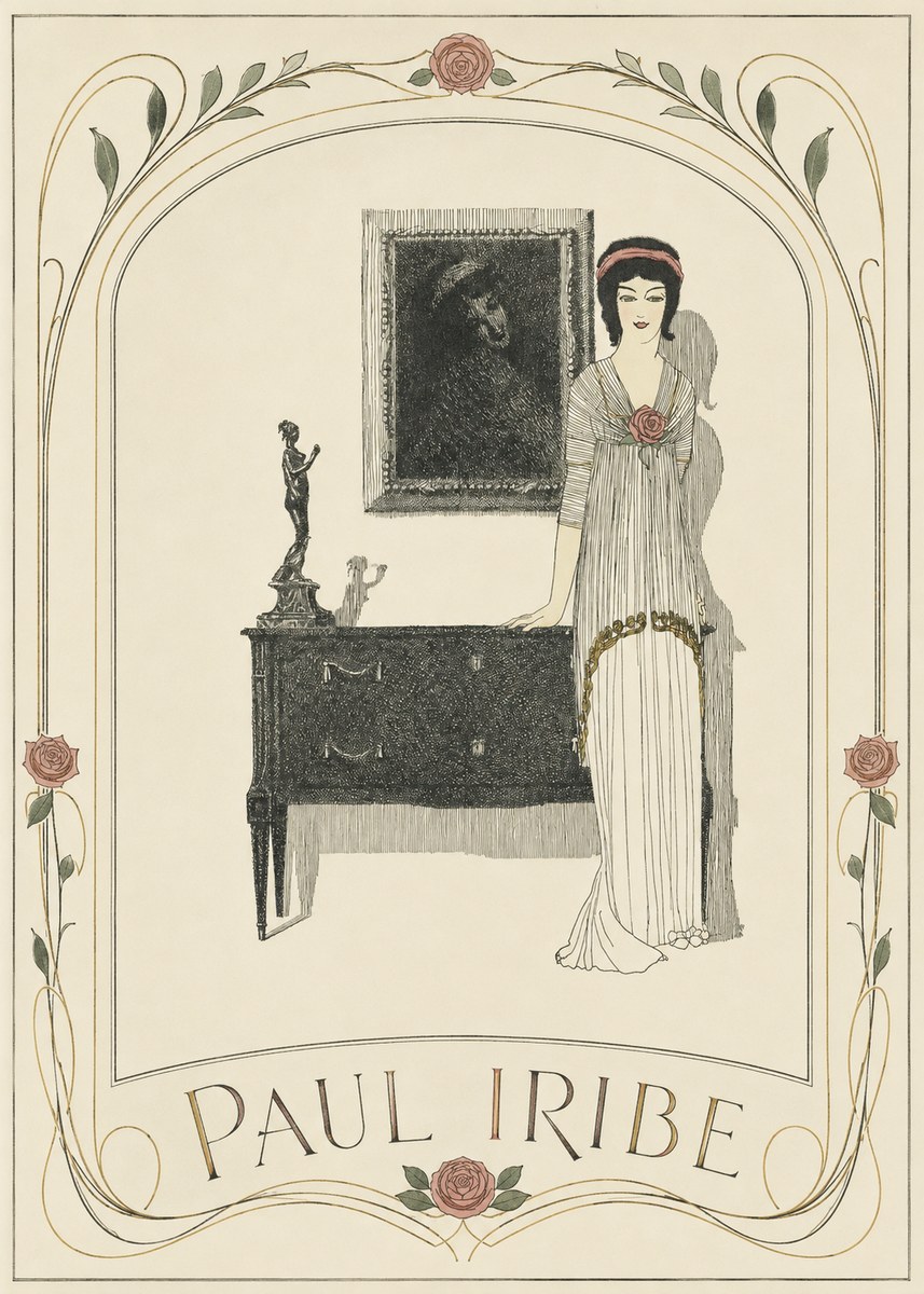 Paul Iribe Elegant Figure in Art Deco Interior No3 - Juliste