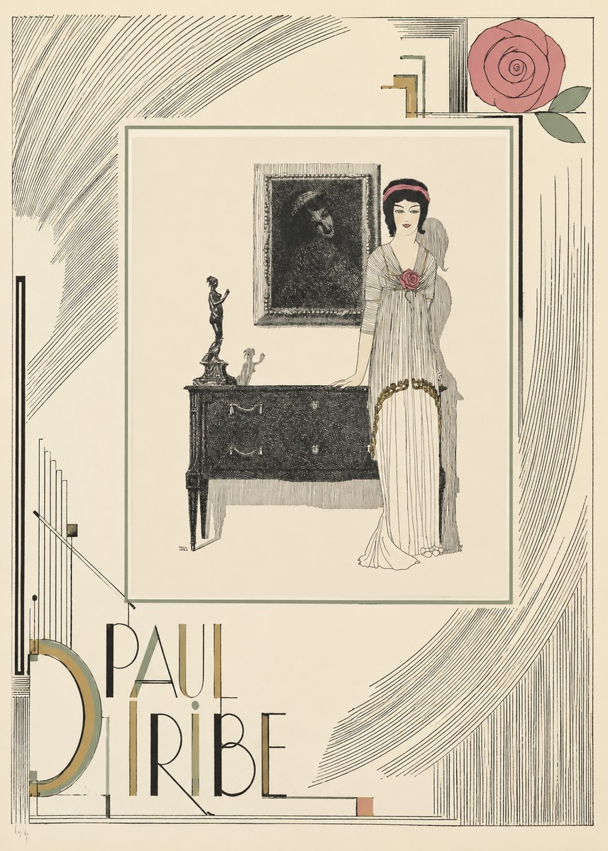 Paul Iribe Elegant Figure in Art Deco Interior No6 - Juliste