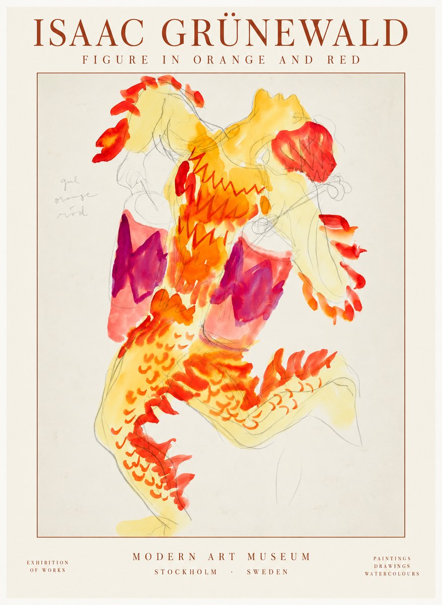 Isaac Grünewald Figure in Orange and Red No2 - Juliste