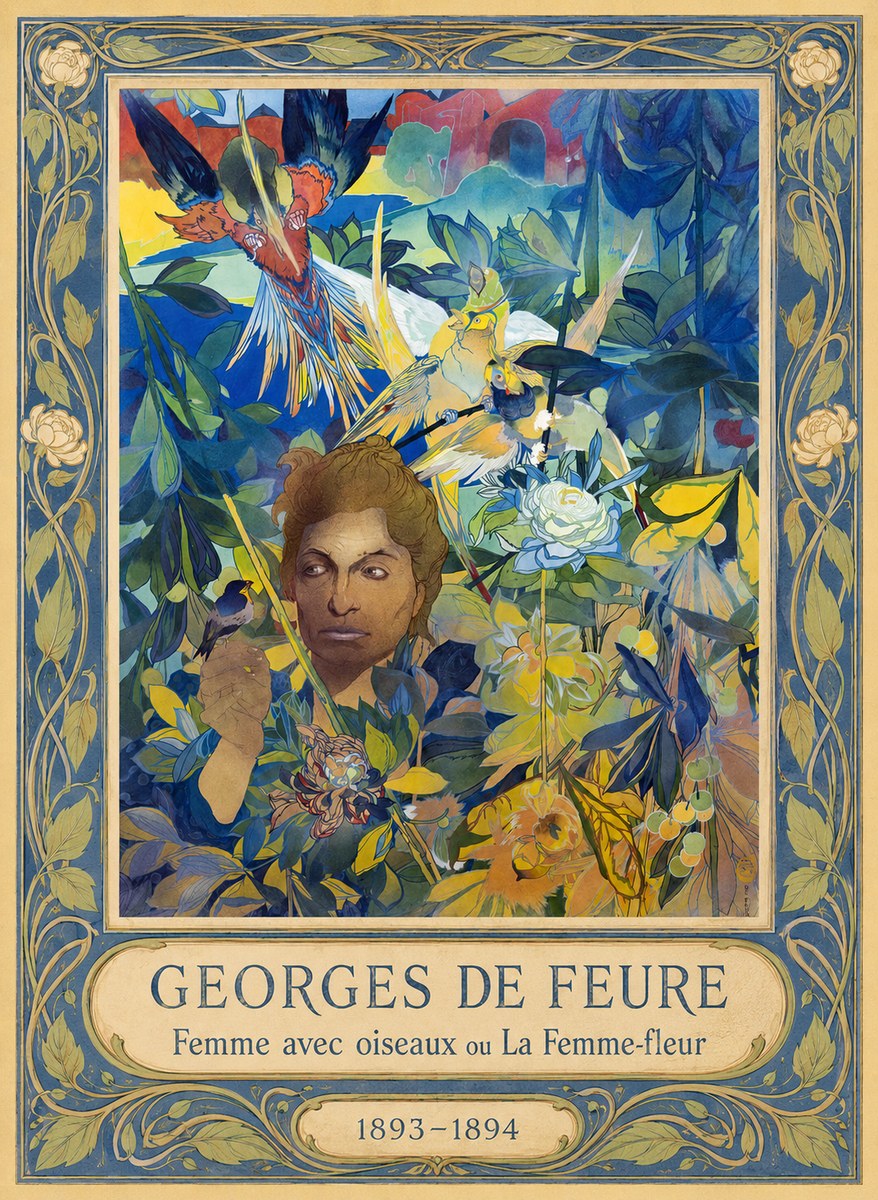 Georges de Feure Femme Avec Oiseaux Ou La Femme-fleur No1 - Juliste