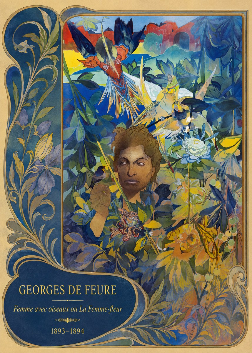 Georges de Feure Femme Avec Oiseaux Ou La Femme-fleur No2 - Juliste
