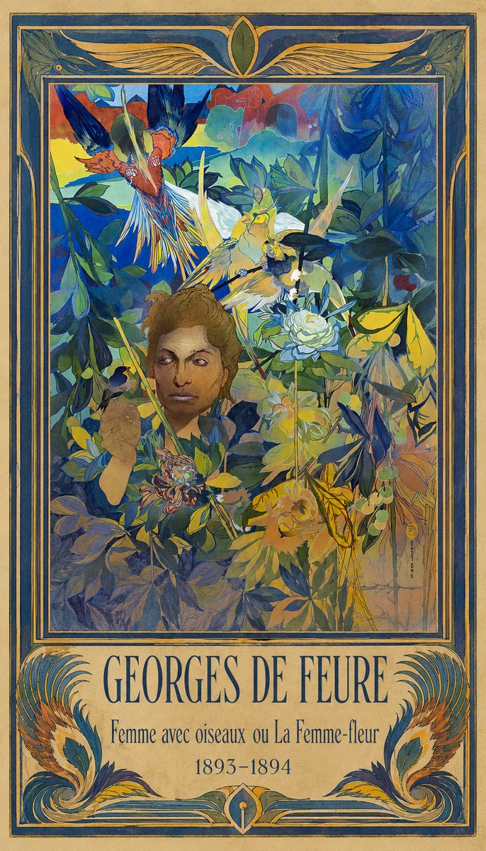 Georges de Feure Femme Avec Oiseaux Ou La Femme-fleur No3 - Juliste