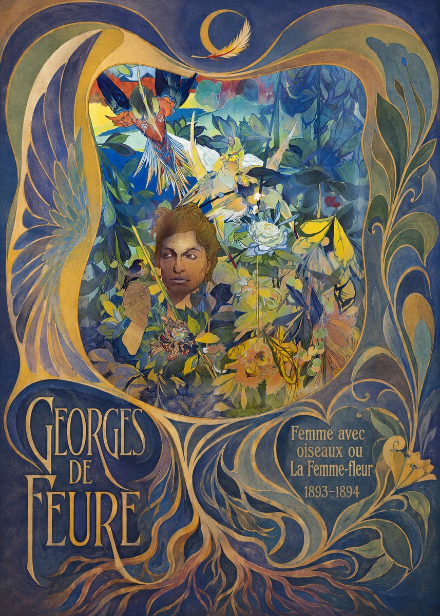 Georges de Feure Femme Avec Oiseaux Ou La Femme-fleur No6 - Juliste
